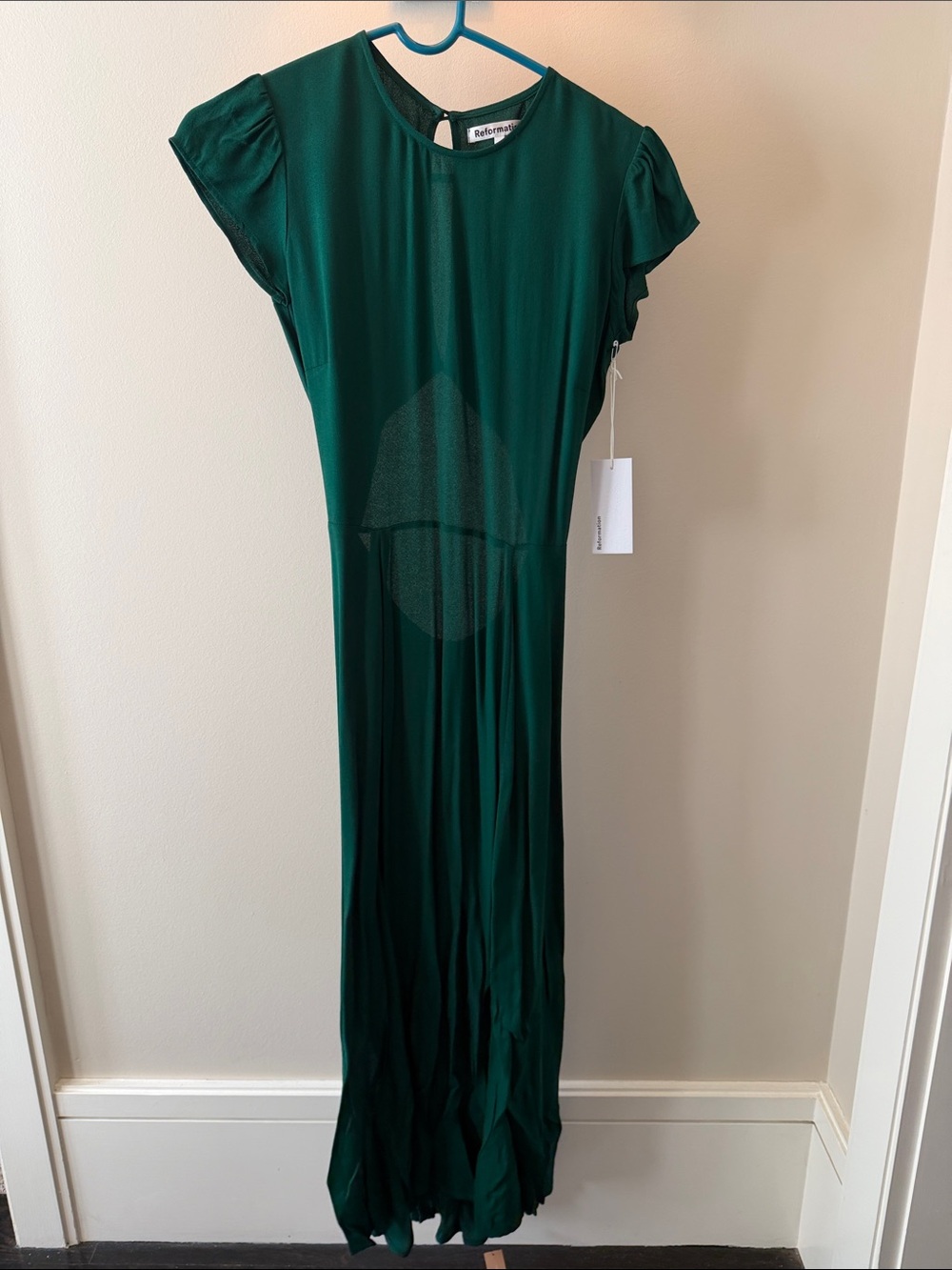 Reformation Deep Green Short-Sleeve Maxi Dress